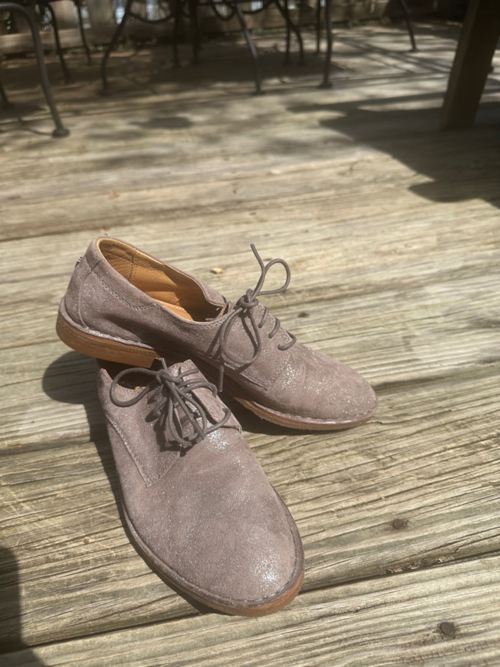 Trask Taupe Suede Lace-Up Oxfords